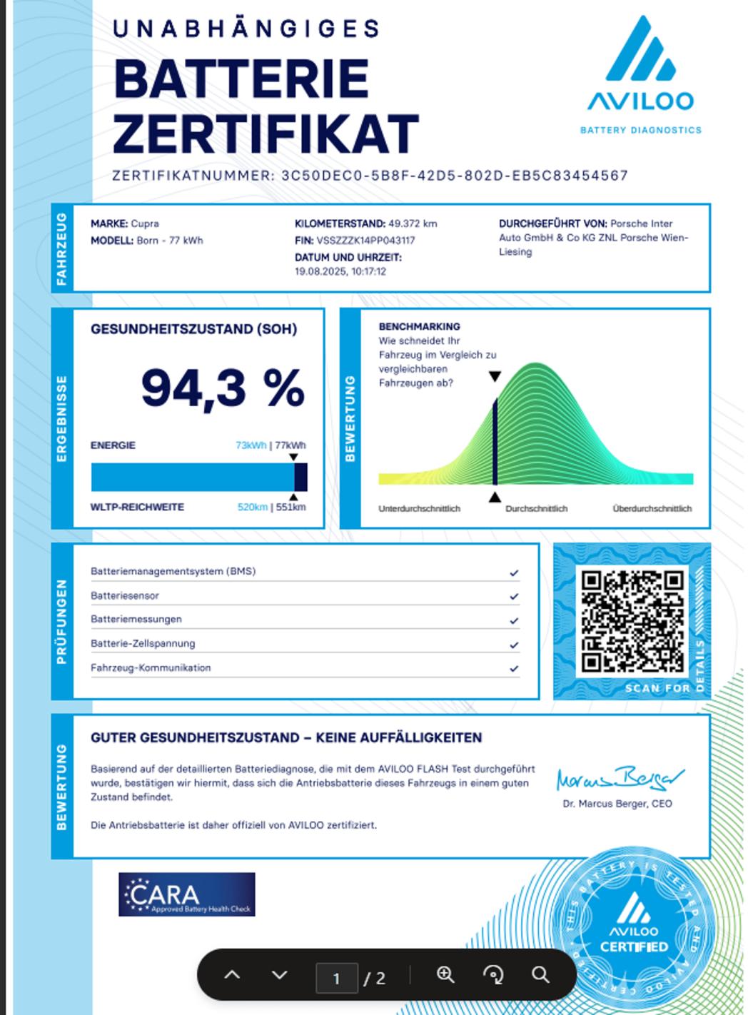 CUPRA Born 77/82 e-Boost 170kW/231PS